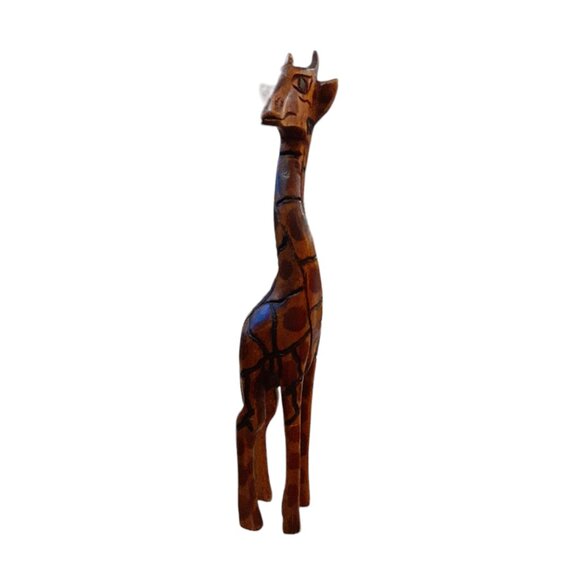 16" Giraffe Handmade Wood Decor Africian Shelf Sitter - Picture 1 of 2